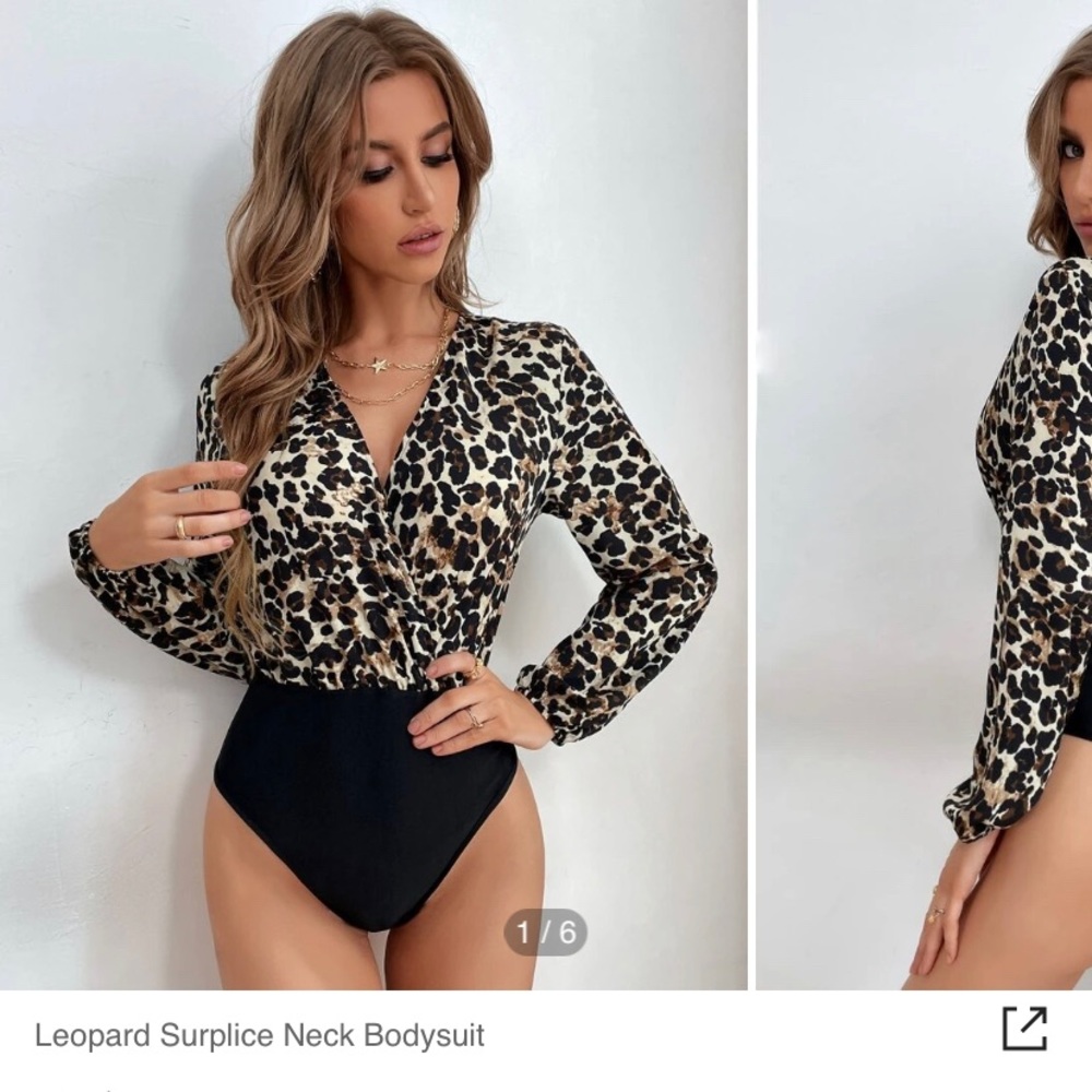 Leopard Surplice Neck Bodysuit